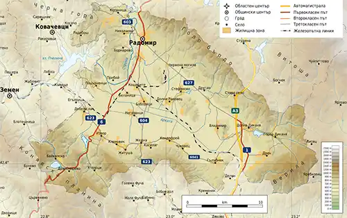 Географска карта на територията на Град Радомир