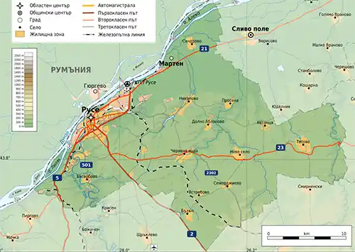 Географска карта на територията на Град Русе