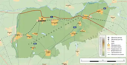 Географска карта на територията на Град Садово