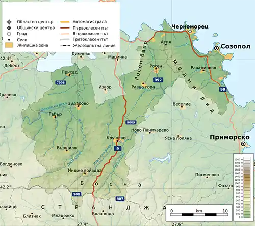 Географска карта на територията на Град Созопол