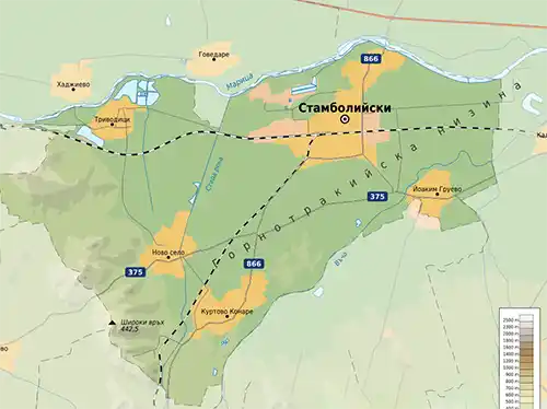 Географска карта на територията на Град Стамболийски
