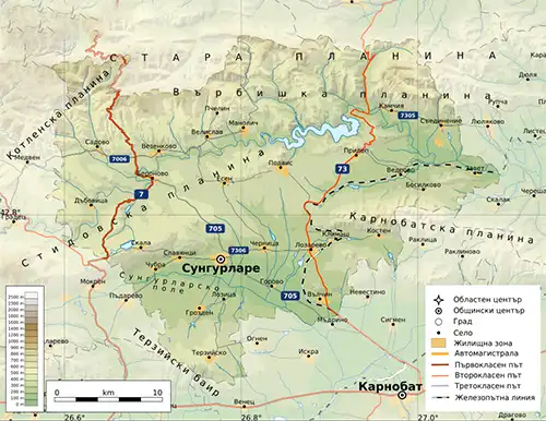 Географска карта на територията на Град Сунгурларе
