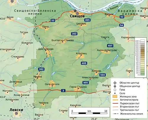 Географска карта на територията на Град Свищов