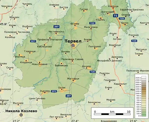 Географска карта на територията на Град Тервел