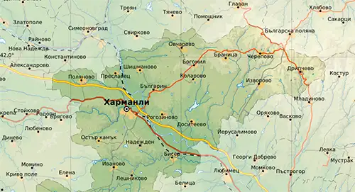 Географска карта на територията на Харманли
