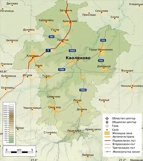 Географска карта на територията на Каолиново