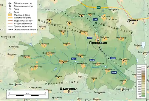 Географска карта на територията на Провадия