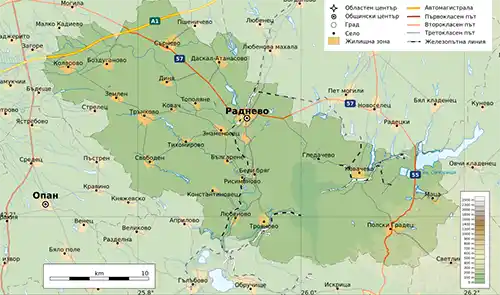 Географска карта на територията на Раднево