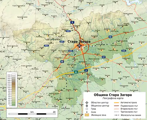 Географска карта на територията на Стара Загора