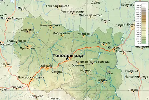 Географска карта на територията на Тополовград