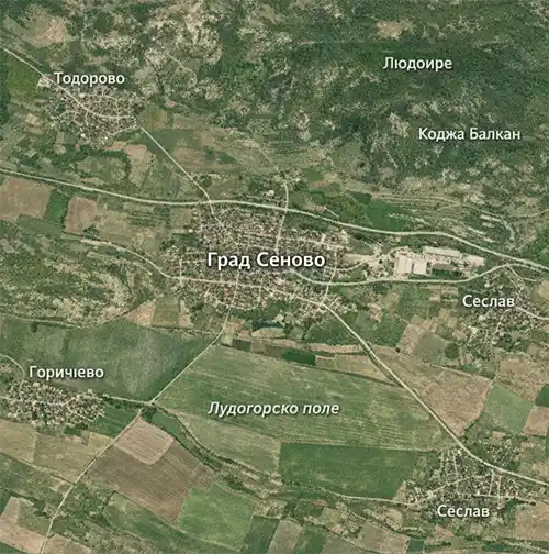 Сателитен релефен изглед на Град Сеново
