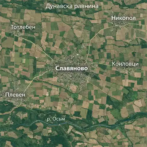Сателитен релефен изглед на Град Славяново
