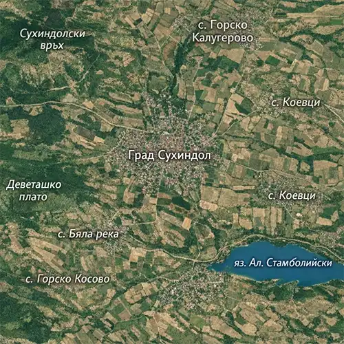 Сателитен релефен изглед на Град Сухиндол
