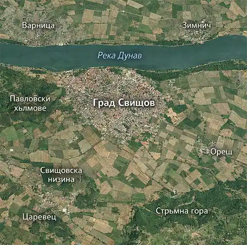 Сателитен релефен изглед на Град Свищов