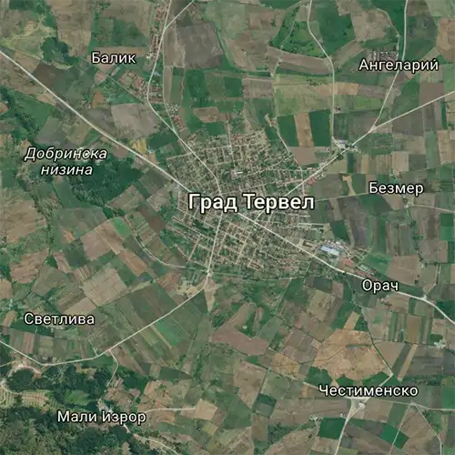 Сателитен релефен изглед на Град Тервел