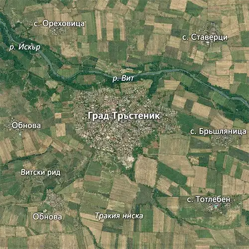 Сателитен релефен изглед на Град Тръстеник