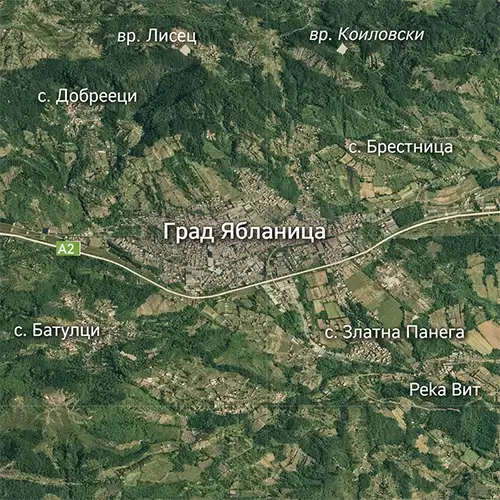 Сателитен релефен изглед на Град Ябланица
