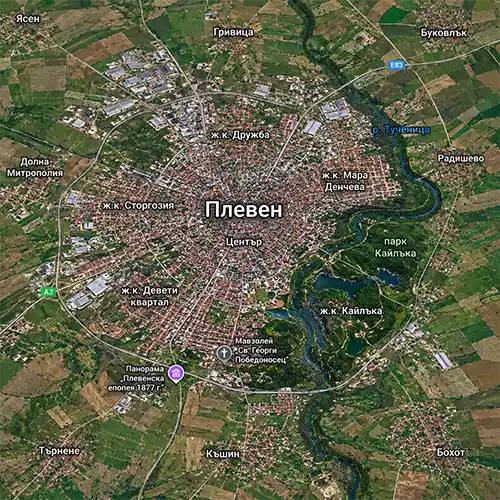 Сателитен релефен изглед на Плевен