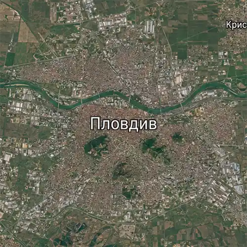 Сателитен релефен изглед на Пловдив