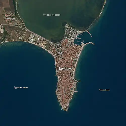Сателитен релефен изглед на Поморие