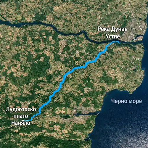 Сателитен релефен изглед на Топчийска река