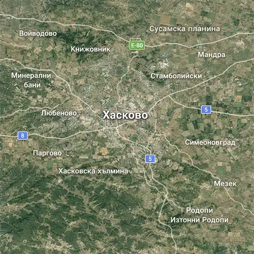Сателитен релефен изглед на на Хасково