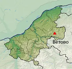 Ветово Местоположение на картата на Област Русе