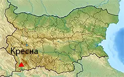 Кресна Местоположение на картата на България