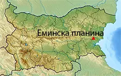 Местоположение на картата на България Еминска планина