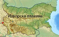 Местоположение на картата на България Изворска планина