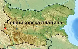 Местоположение на картата на България Лешниковска планина
