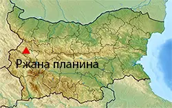 Местоположение на картата на България Ржана планина