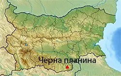 Местоположение на картата на България Черна планина