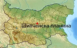 Местоположение на картата на България Шипченска планина