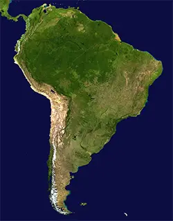 Спътникова снимка на Южна Америка