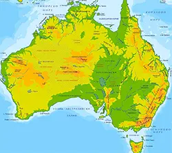 Физическа карта на Австралия