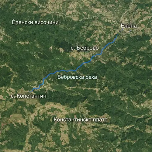 Сателитен релефен изглед на Бебровска река