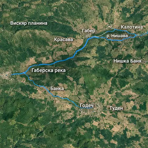 Сателитен релефен изглед на Габерска река