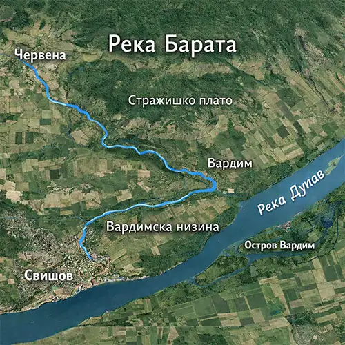 Сателитен релефен изглед на Река Барата