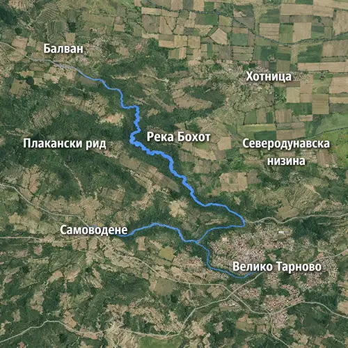 Сателитен релефен изглед на Река Бохот