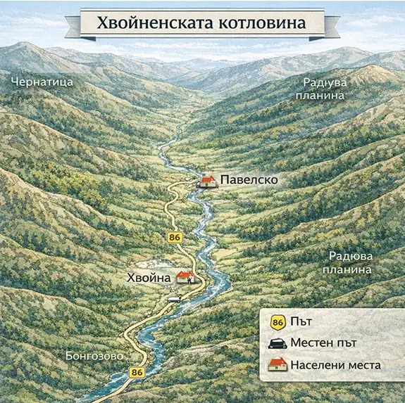 Подробна топографска карта на Хвойненска котловина