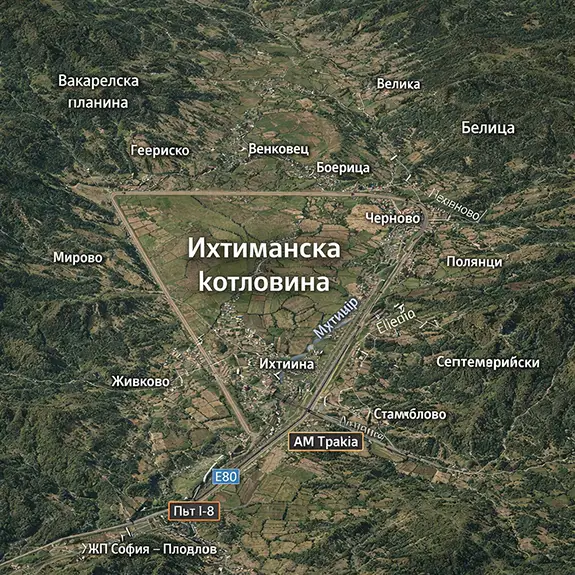 Подробна топографска карта на Ихтиманска котловина