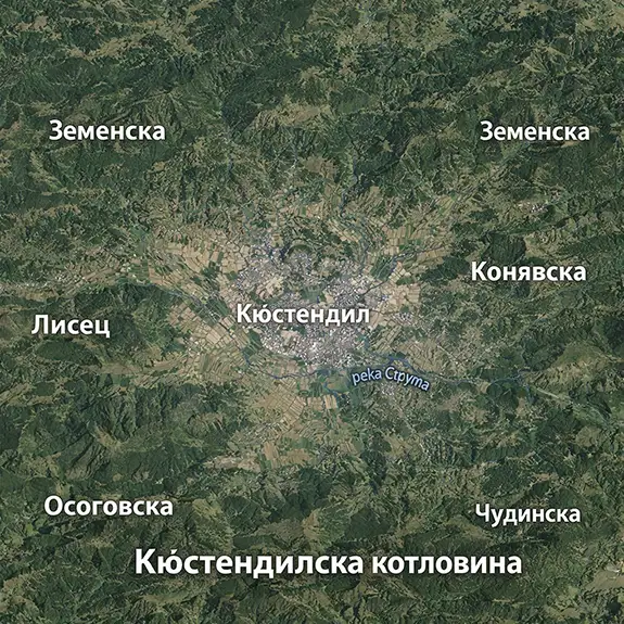 Подробна топографска карта на Кюстендилска котловина