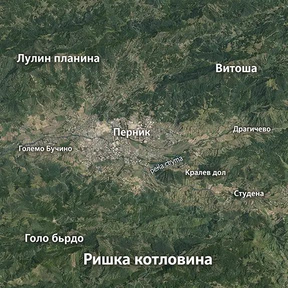 Подробна топографска карта на Пернишка котловина