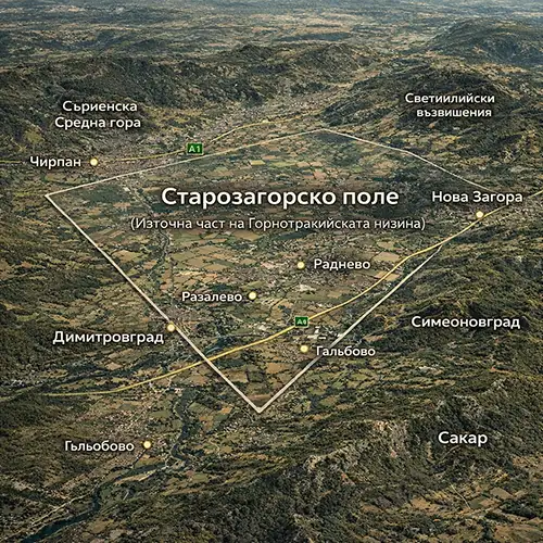 Подробна топографска карта на Старозагорско поле