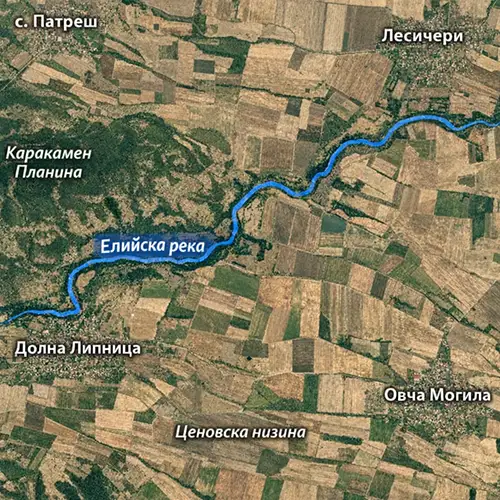 Сателитен релефен изглед на Елийска река
