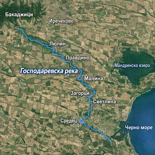 Сателитен релефен изглед на Господаревска река