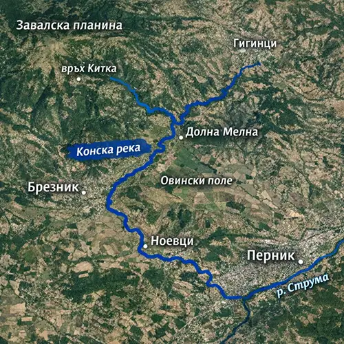 Сателитен релефен изглед на Конска река