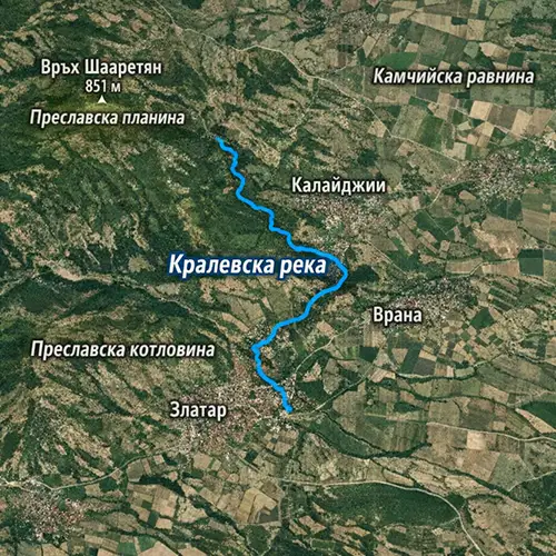 Сателитен релефен изглед на Кралевска река