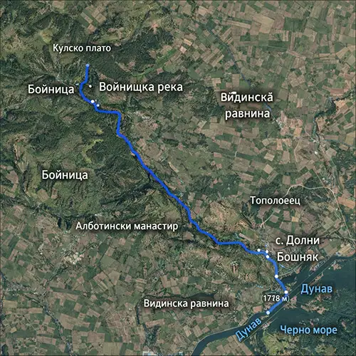 Сателитен релефен изглед на Рабровска река